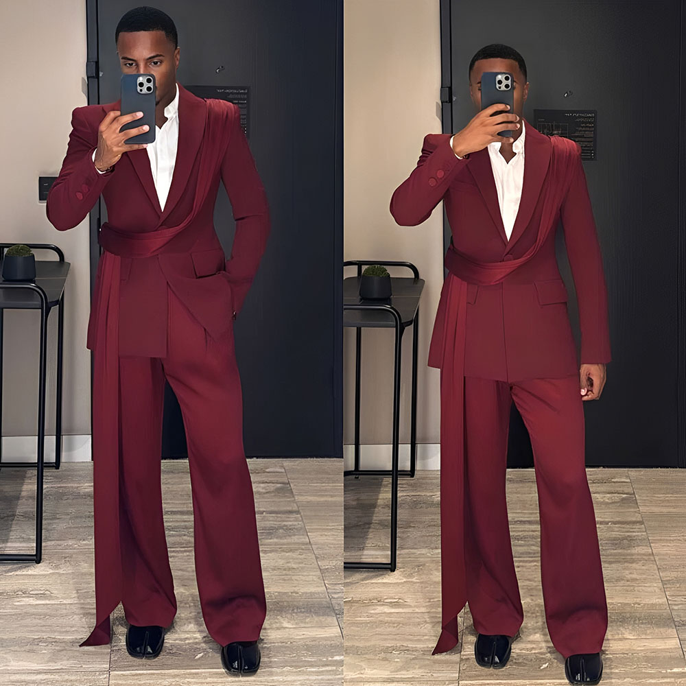 Men'S Used Formal Wear - Bordo Yeni erkek Takım Elbise 2
