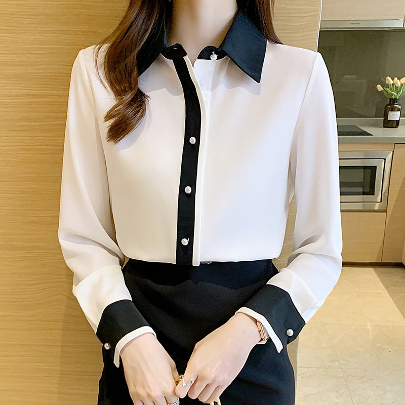 Men'S Used Formal Wear - Kadınlar için Beyaz Şifon Gömlek Kore