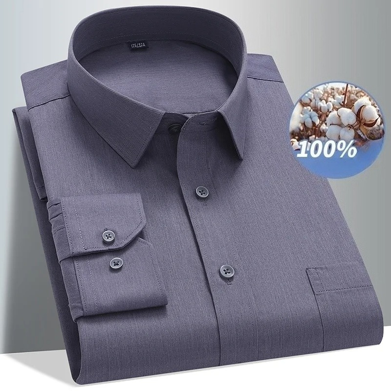 Men Formal Office Wear Shirts - 8XL %100 pamuklu uzun kollu tişört