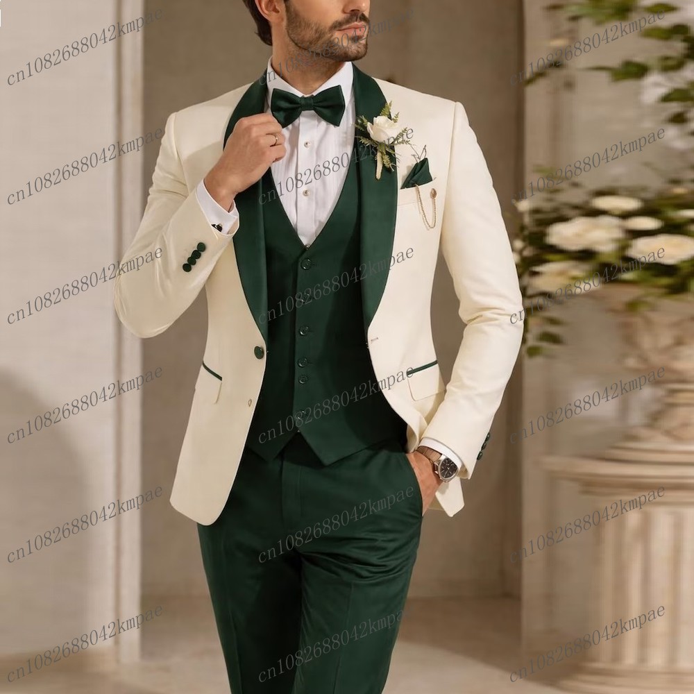Men'S Used Formal Wear - Yeni Fildişi ve Koyu Yeşil Resmi