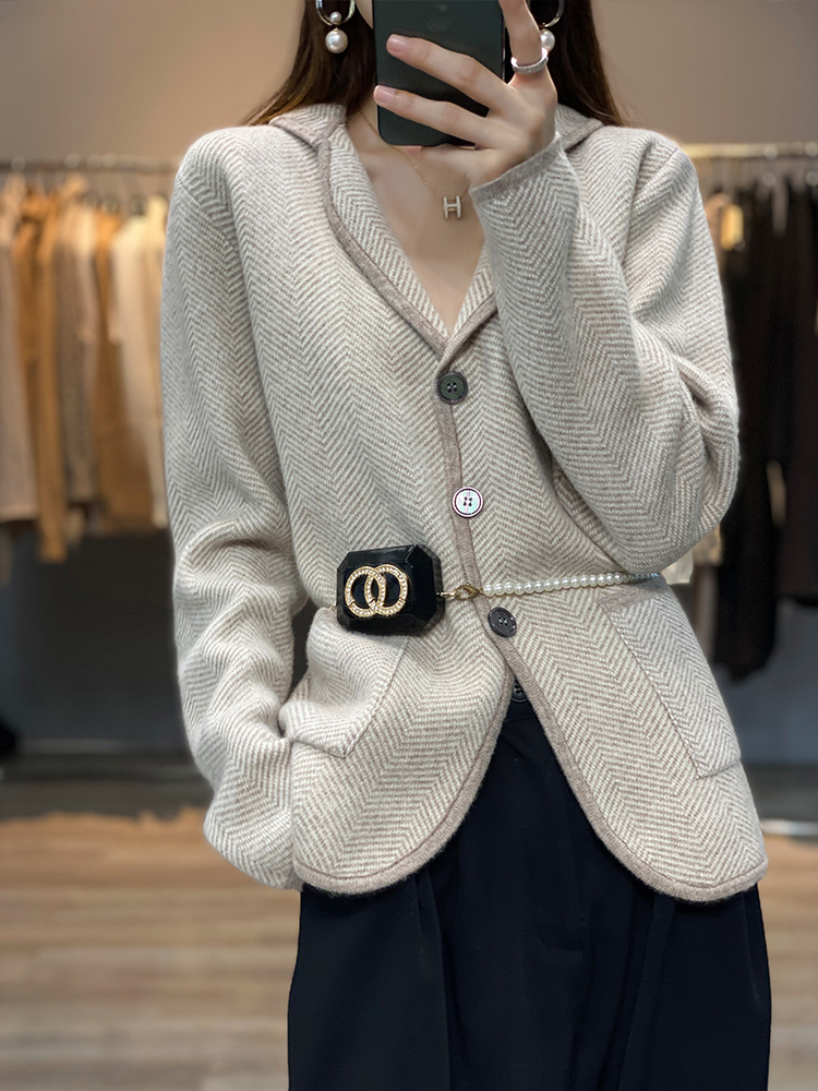 Wool Suit Jacket - Sonbahar kış kadın saf kaşmir yün