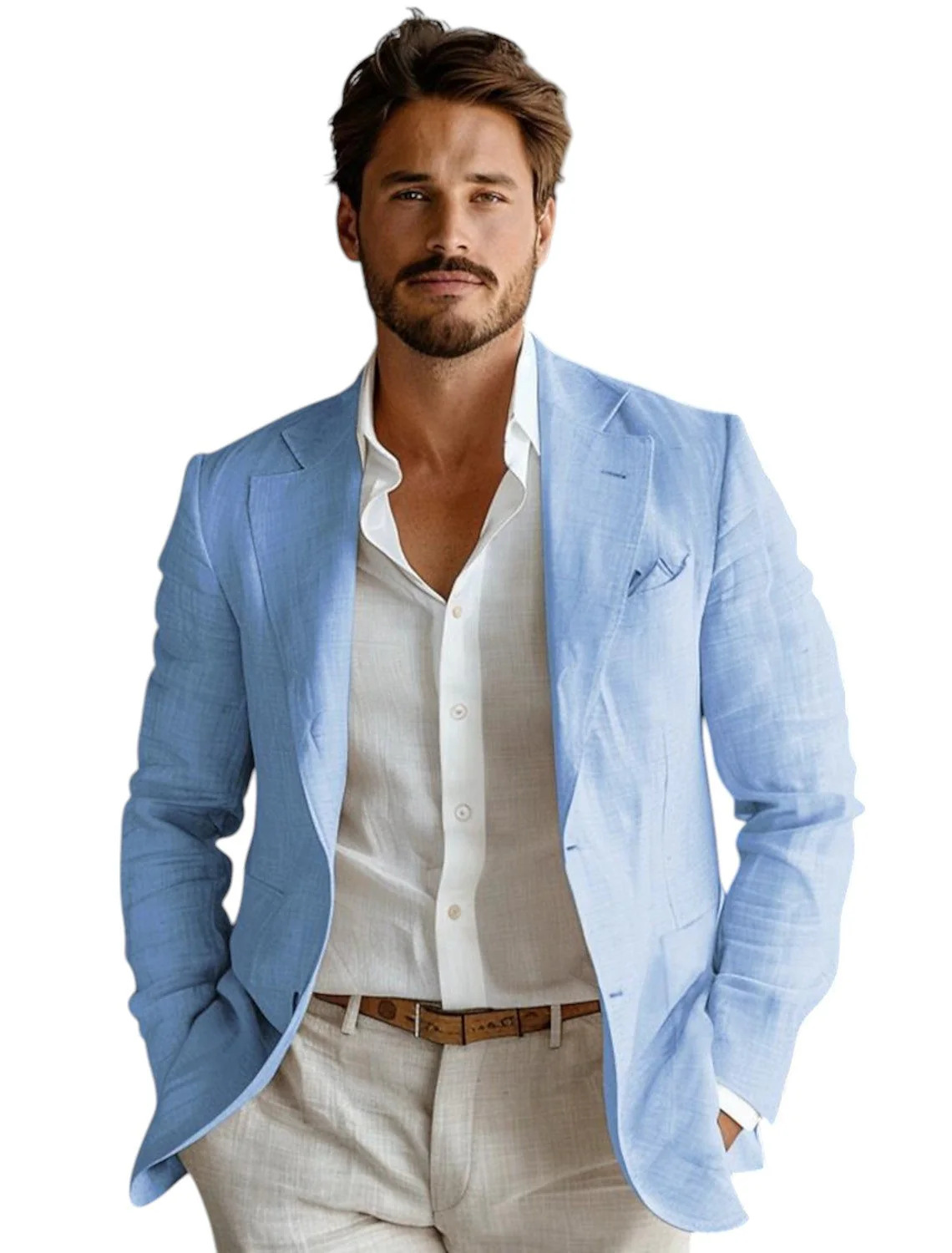 Men Formal Wear For Summer - Mavi Slim Fit Erkek Keten Blazer