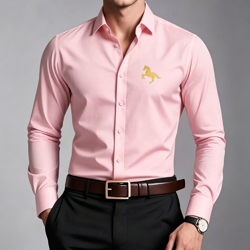 Zarif Altın At Logolu Baskılı  - Men Formal Office Wear Shirts incelemesi ve fiyatı