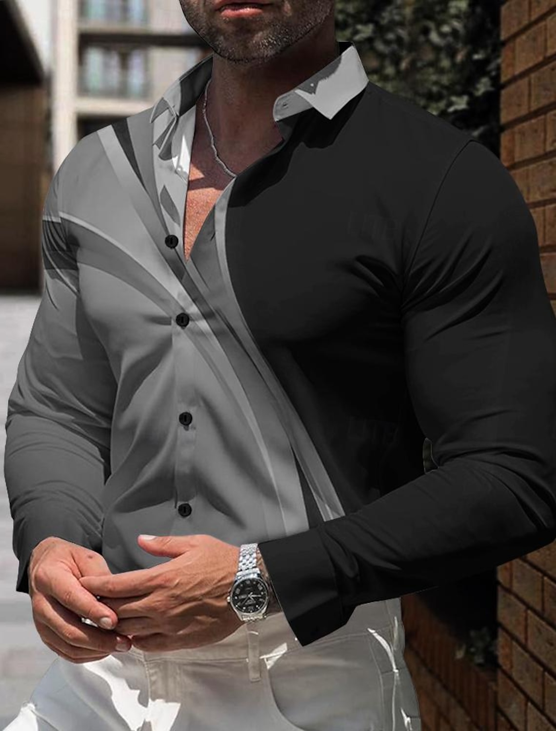 Çizgili iş rahat erkek gömlek  - Men'S Hawaiian Formal Wear incelemesi ve fiyatı